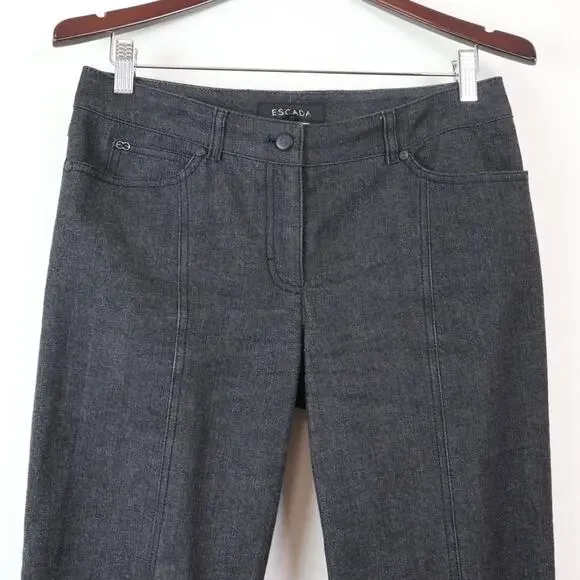 Escada Size US 8 | DE 38 Straight Leg Jeans Heart Zipper Pocket Black - Picture 4 of 11